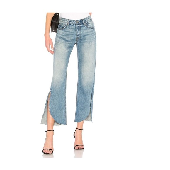 Grlfrnd Maran Wide Leg Jeans in Archaic Tulip Raw Hem Size 25 - Picture 1 of 13